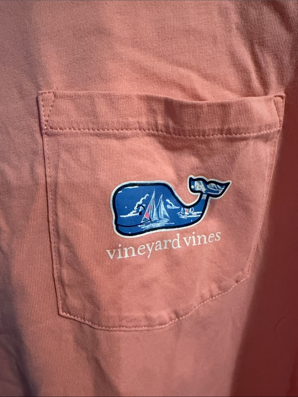 Vineyard Vines Coral Pocket Tee with Whale Patch - Picture 2 of 4